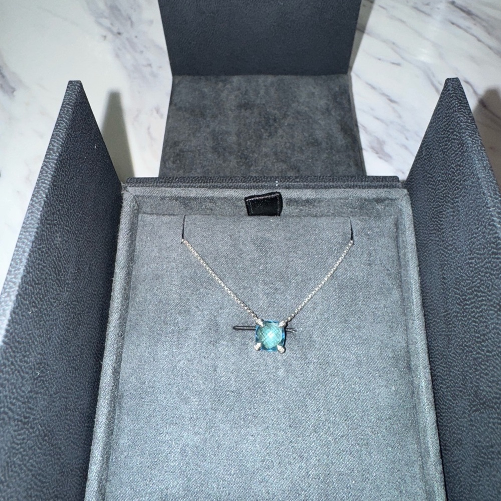 David Yurman Chatelaine Pendant Necklace with Blue Topaz